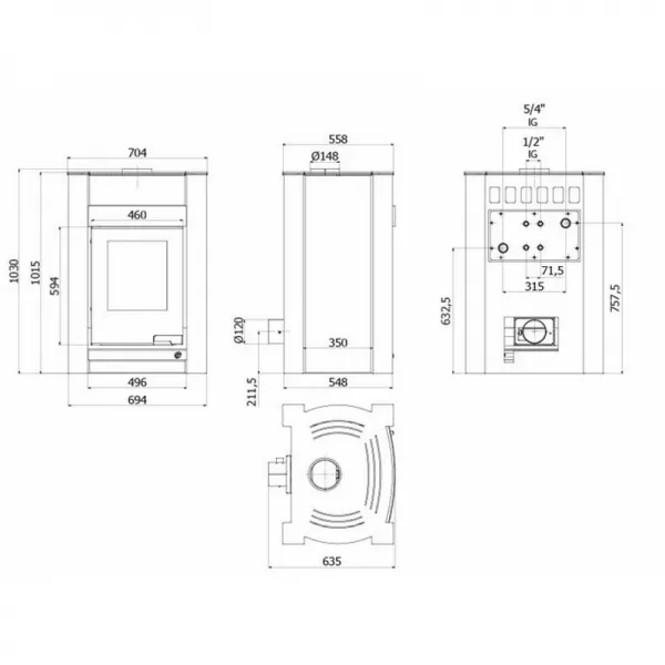 Krbová kamna AQUAFLAM VARIO KALMAR 11/7kW olivová, elektronická regulace Flamingo HSF34-063