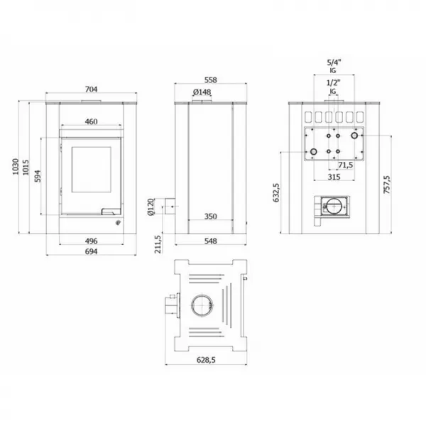 Krbová kamna AQUAFLAM VARIO LEND 11/5kW červená Flamingo HSF34-025