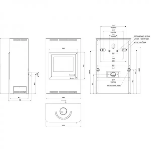 Krbová kamna AQUAFLAM 25 s výměníkem - krémová, manuální regulace Flamingo HSF29-032