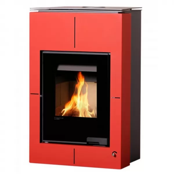 Krbová kamna AQUAFLAM VARIO SAPORO 11kW červená (teplovzdušná verze) Flamingo HSF34-103