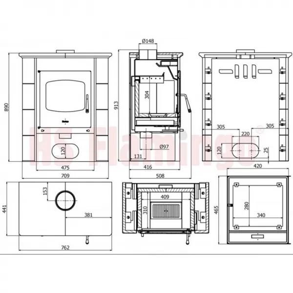 Kachlová kamna FLAMINGO BALI, kachle bílá Flamingo HSF44-001