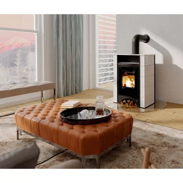 Kachlová kamna AQUAFLAM VARIO PERU 11/7kW, kachle bílá Flamingo HSF34-112