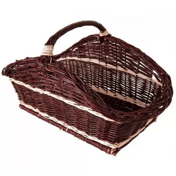 Koš na dřevo proutěný rovný, tmavý prošívaný Flamingo HSF15-079