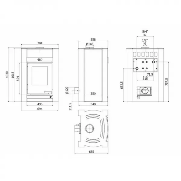 Krbová kamna AQUAFLAM VARIO KALMAR 11/5kW hnědá - sametová, elektronická regulace Flamingo HSF34-056