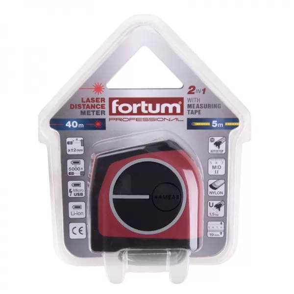 Laserový meter 40m s 5m pásmom Fortum 4780275