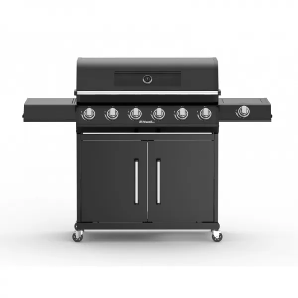 Luxusní plynový gril 24 kW se šesti hořáky a bočním vařičem Riwall PRO RGG 61 EXL