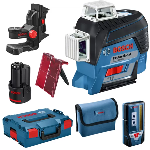 Křížový laser Bosch GLL 3-80 C Professional L-Boxx 136 + držák BM1 + přijímač LR7