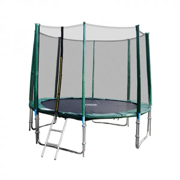 Trampolína zelená 366 cm s ochrannou sítí + žebřík + krycí plachta GoodJump