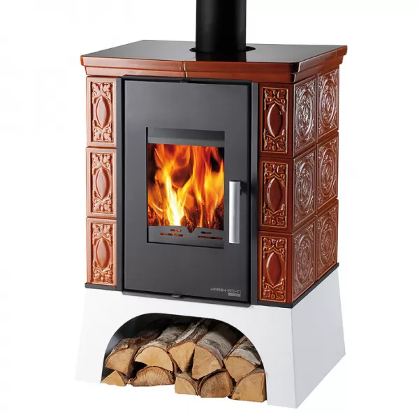 Kachlová kamna s výměníkem černá, karamel kachle + vychlazovací smyčka Haas+Sohn EMPOLI AL II
