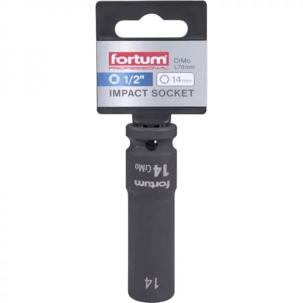 Hlavice nástrčná rázová 1/2", 14mm, L 78mm, CrMoV Fortum 4703214