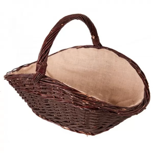 Koš na dřevo proutěný oválný juta HS Flamingo