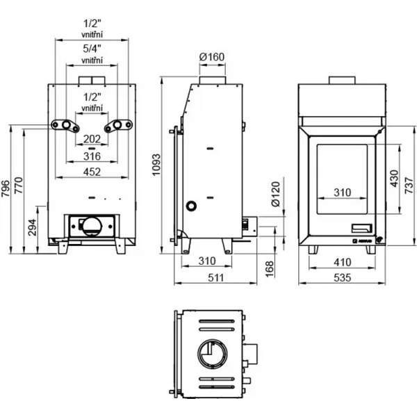 Krbová vložka s výměníkem a základní regulací AQUAFLAM 7