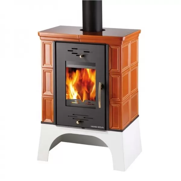 Kachlová kamna černá, karamel kachle Haas+Sohn EBOLI