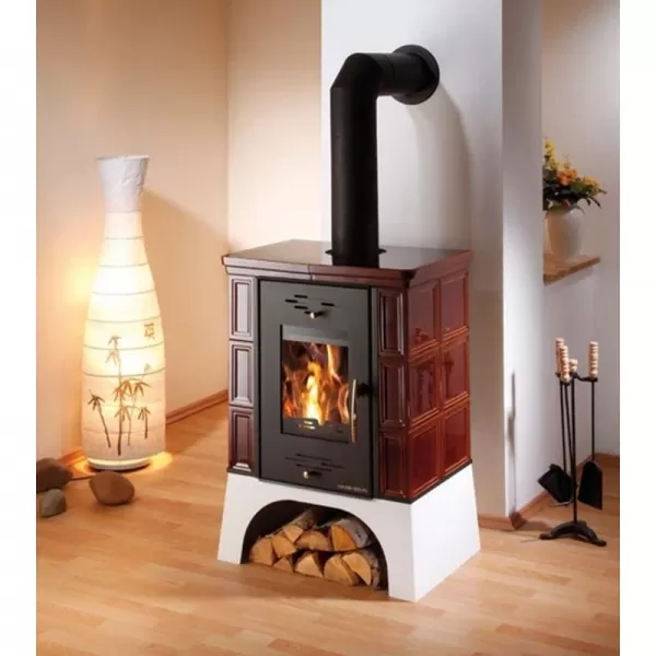 Kachlová kamna černá, hnědá kachle Haas+Sohn EBOLI