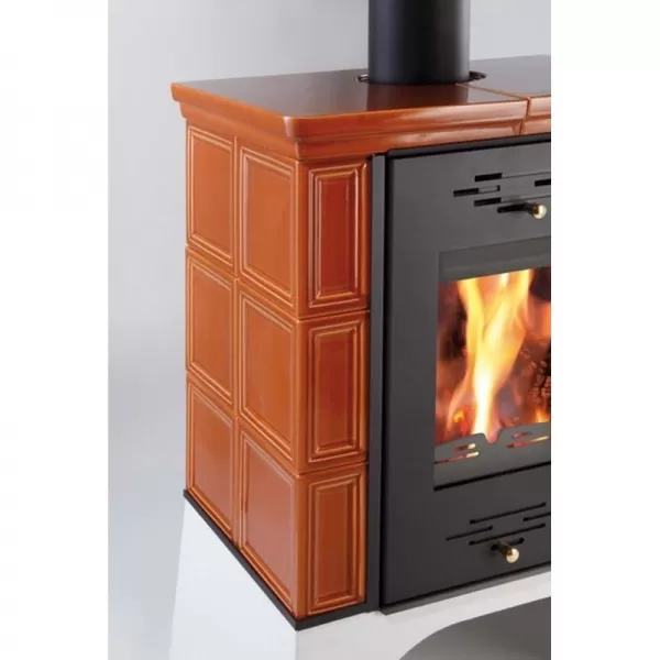 Kachlová kamna černá, karamel kachle Haas+Sohn EBOLI