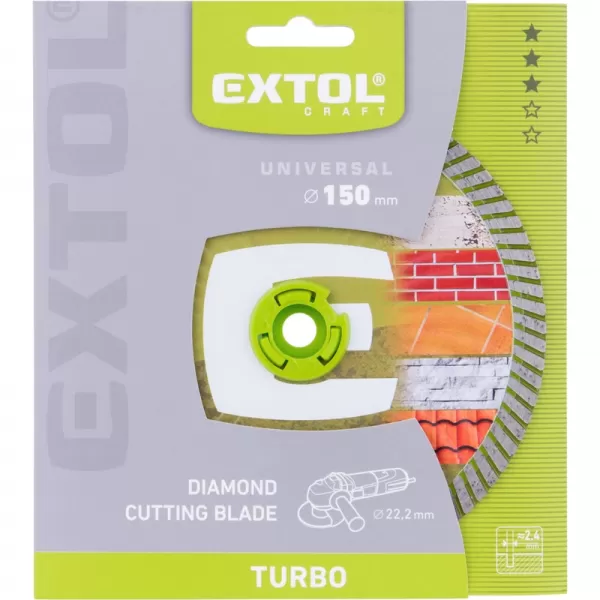 Kotouč diamantový řezný, turbo - suché i mokré řezání, 150x22,2x2,4mm Extol Craft 903053