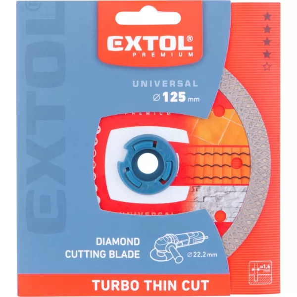 Kotouč diamantový řezný, turbo Thin Cut, suché i mokré řezání, 125x22,2x1,4mm Extol Premium 8803042