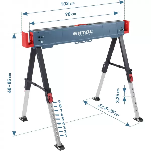 Koza stavební skládací 1kus, nosnost 550kg, výška 60-85cm Extol Premium 8859999