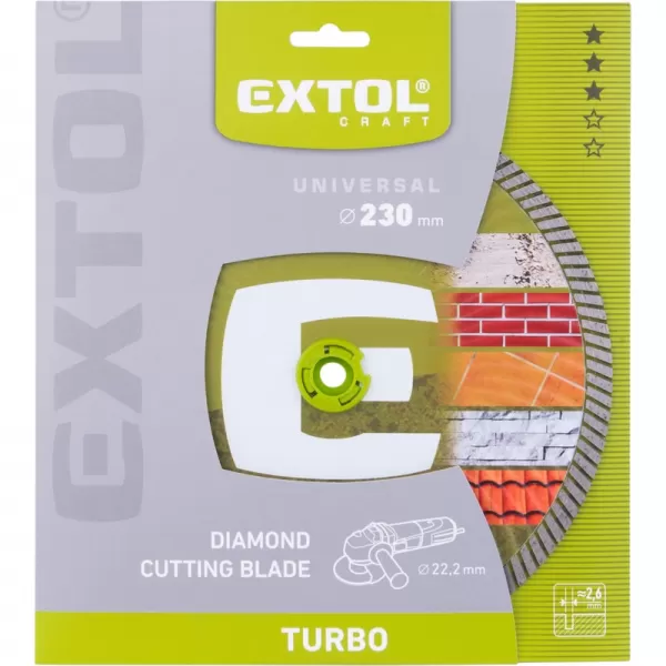 Kotouč diamantový řezný, turbo - suché i mokré řezání, 230x22,2x2,6mm Extol Craft 903055