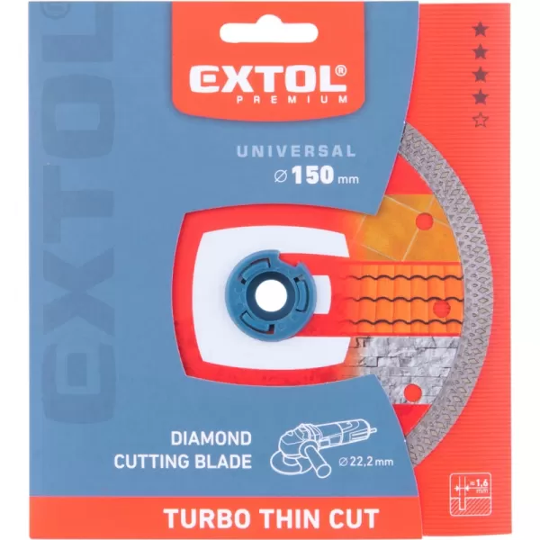 Kotouč diamantový řezný, turbo Thin Cut, suché i mokré řezání, 150x22,2x1,6mm Extol Premium 8803043