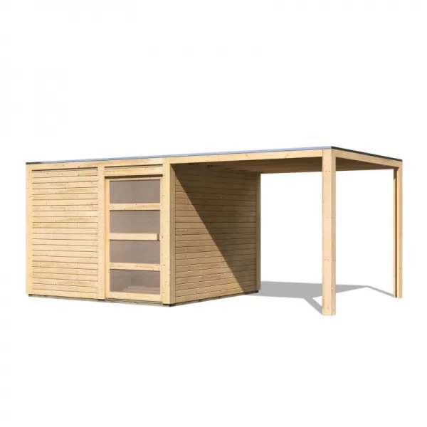 Dřevěný domek KARIBU QUBIC 2 + přístavek 266 cm (88528) natur LG2480