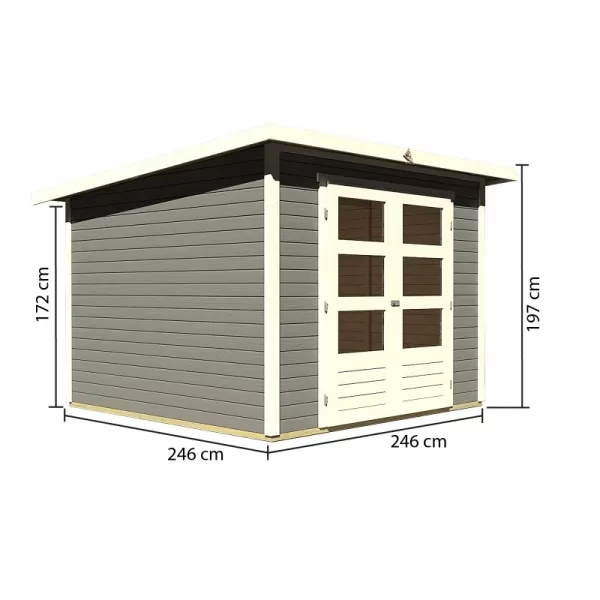 Dřevěný domek KARIBU STOCKACH 4 (82981) tm. Šedý LG1717