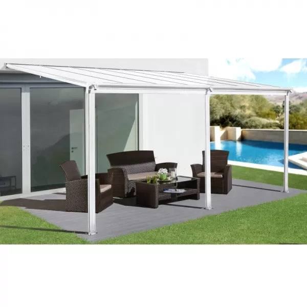 Hliníková pergola LANITPLAST WALL 43 bílá + čirý PC LG2126