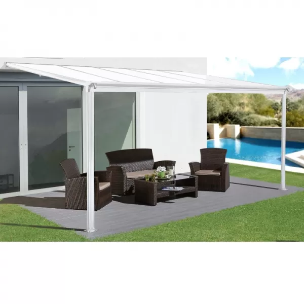 Hliníková pergola LANITPLAST WALL 33 bílá + bronz PC LG2121