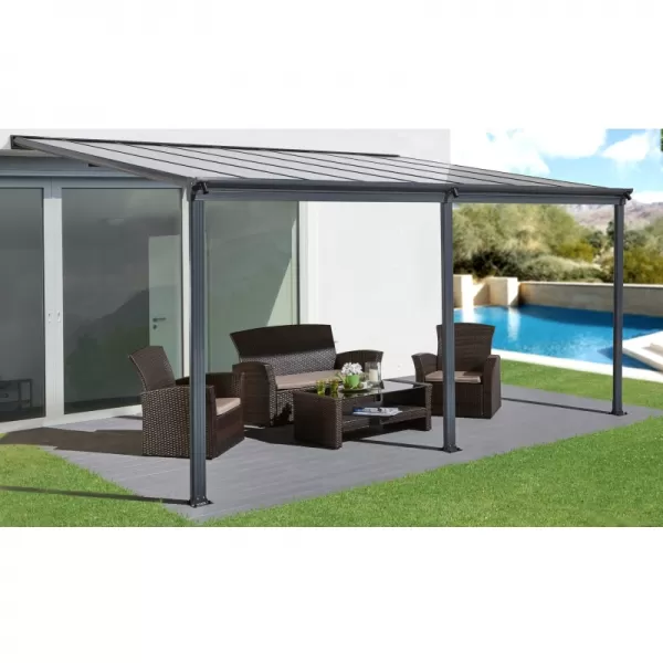 Hliníková pergola LANITPLAST WALL 43 antracit + opál PC LG2124