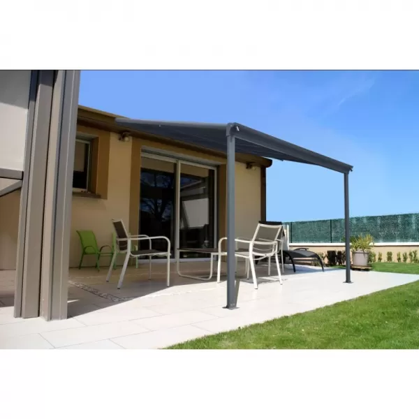 Hliníková pergola LANITPLAST WALL 33 antracit + opál PC LG2118