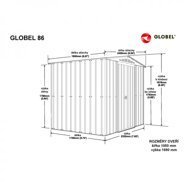 Domek GLOBEL 86 ANTRACIT se střešním oknem LG2069