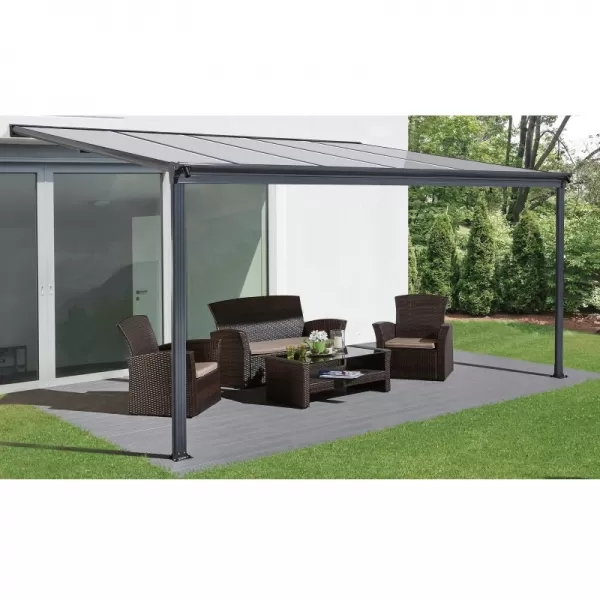 Hliníková pergola LANITPLAST WALL 33 antracit + opál PC LG2118