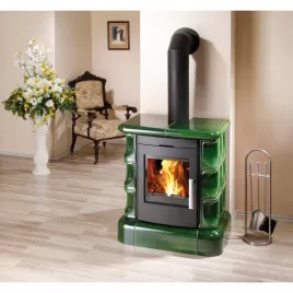 Kachlová kamna černá, zelená kachlový top Haas+Sohn MANTA