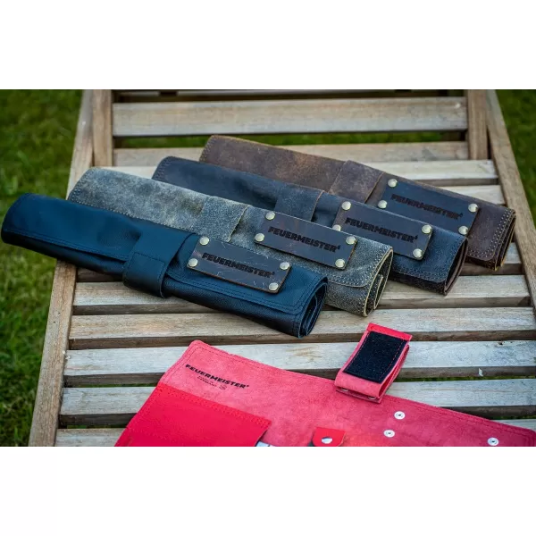 Puzdro na rolovacie nože Feuermeister ANTIK z koňakovej kože