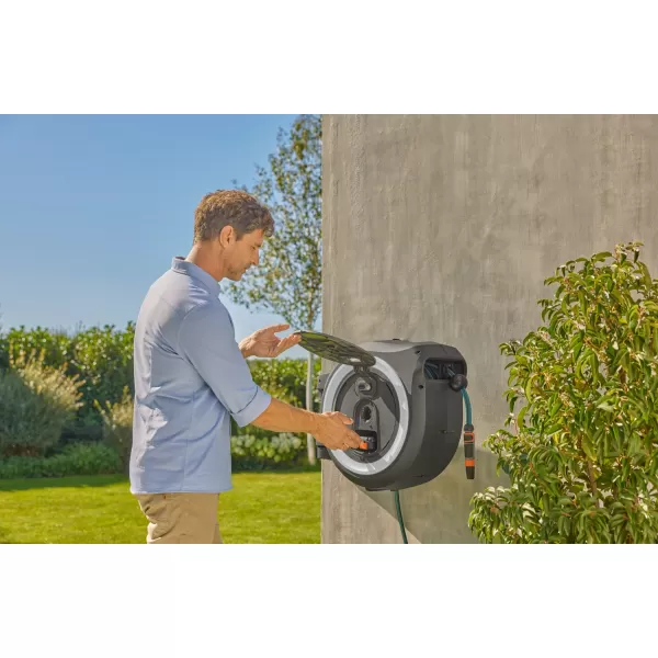 Aku nástěnný box na hadici PowerRoll XL 35 m, bílý - bez aku Gardena 18642-55