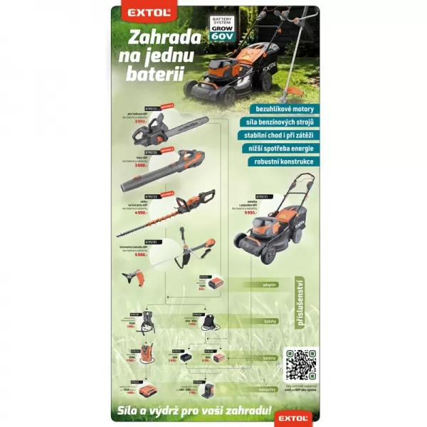 Aku nůžky na živé ploty 60V bez aku Extol Industrial 8795723