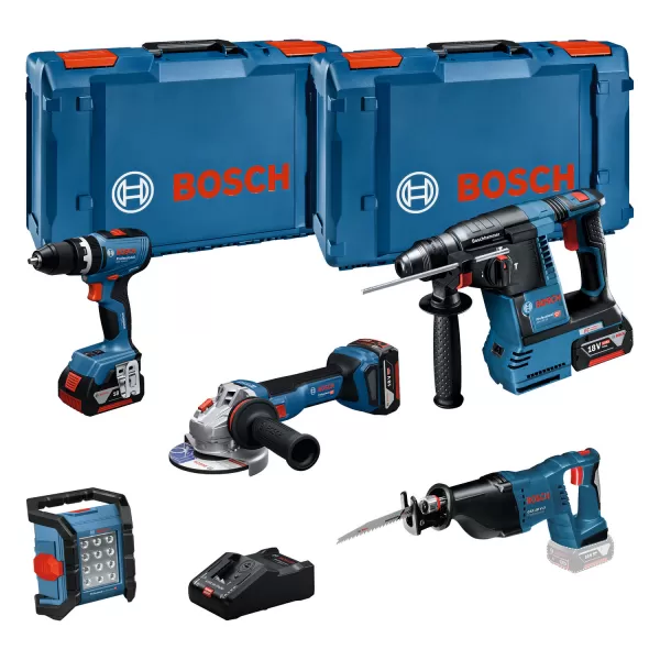 Sada 5 ks nářadí 18V/5,0 Ah GSB + GBH + GWS + GSA + GLI + GAL Bosch 0615A5007S
