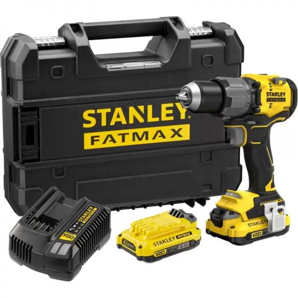 Aku bezuhlíková vrtačka s příklepem 18V 2x2,0Ah STANLEY FATMAX V20 SFMCD726D2T