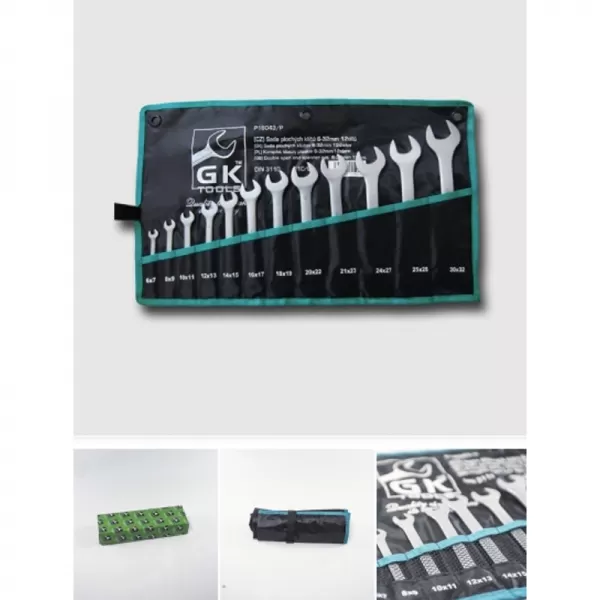 Sada plochých klíčů 6-32 mm 12 dílů matný, chrom-obal GK TOOLS P16043/P