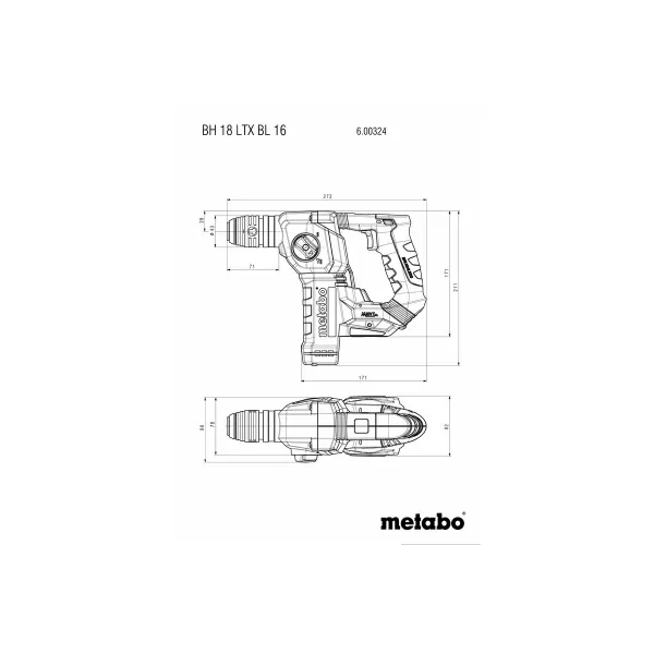 Aku vrtací kladivo 18V bez aku Metabo BH 18 LTX BL 16 600324840