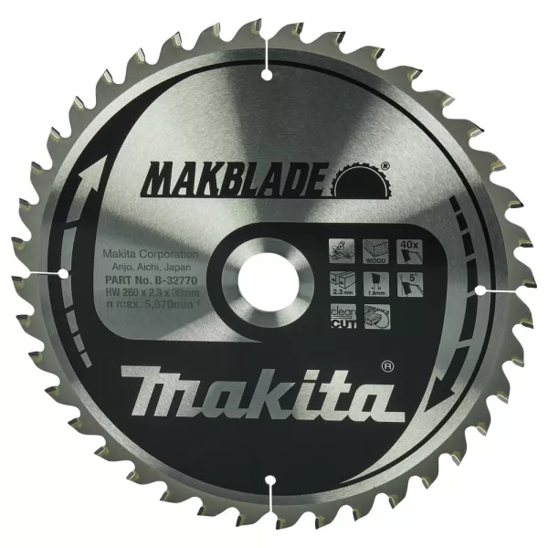 Kotouč pilový dřevo MAKBLADE 260x2,3x30mm 40Z Makita B-32770