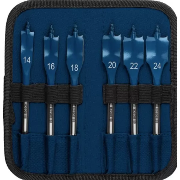 EXPERT Samorezná rýchlosť 6 dielna sada plochých vrtákov do dreva 14/16/18/20/22/24 mm Bosch 2608900332