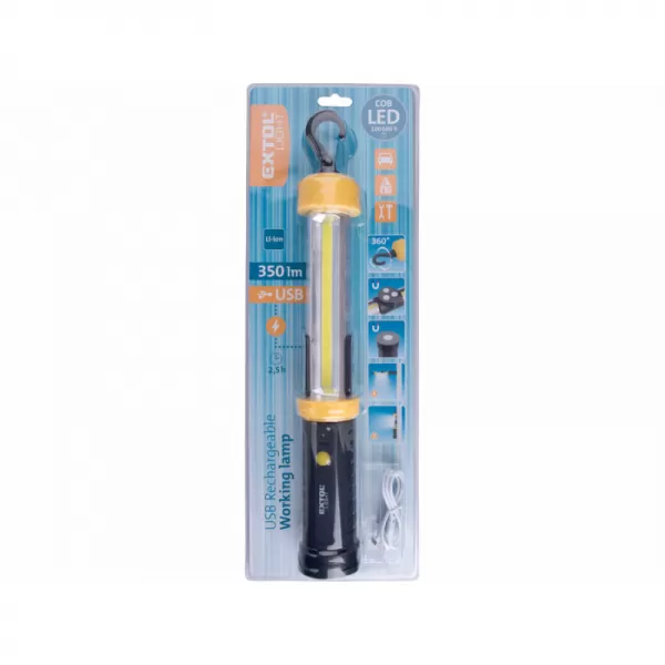 Lampa montážní 350lm, USB nabíjení, COB LED EXTOL LIGHT 43139