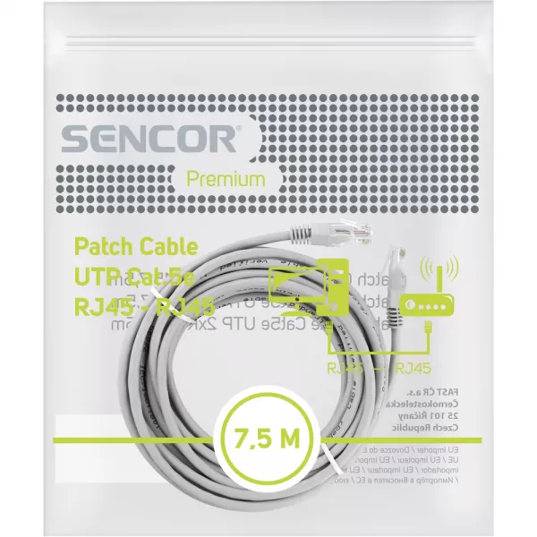 Patch kábel SCO 560-075 CAT5e UTP 2xRJ45 7,5m SENCOR 45010203