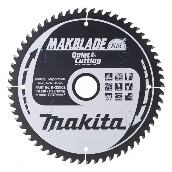 Kotouč pilový dřevo MAKBLADEplus 216x2,1x30mm 60Z Makita B-32502