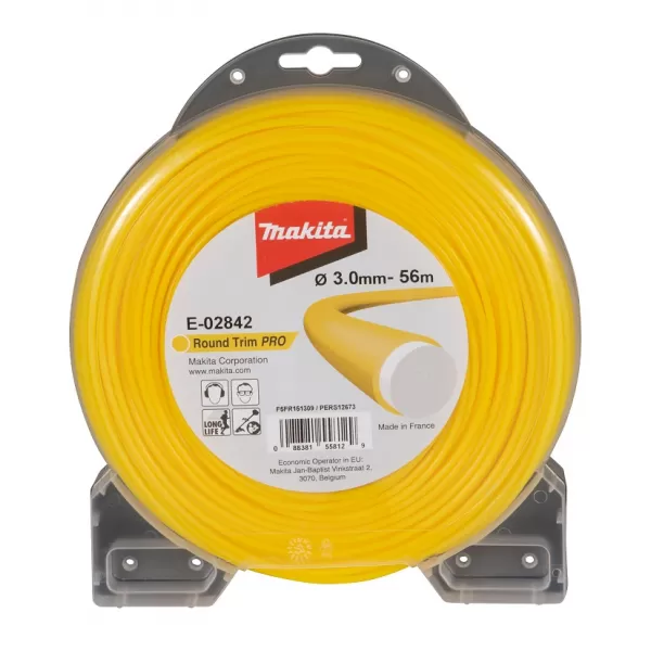 Struna nylonová Pro 3,0mm, 56m, žlutá, kulatá Makita E-02842
