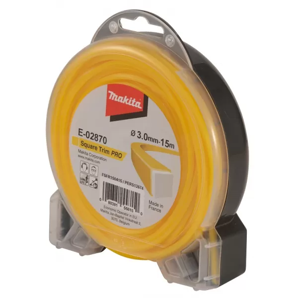 Struna nylonová Pro 3,0mm, 15m, žlutá, hranatá Makita E-02870