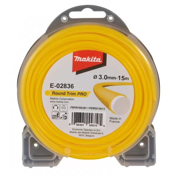 Struna nylonová Pro 3,0mm, 15m, žlutá, kulatá Makita E-02836