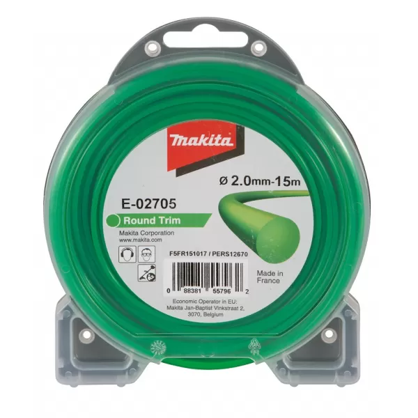 Struna nylonová 2,0mm, 15m, zelená, kulatá Makita E-02705
