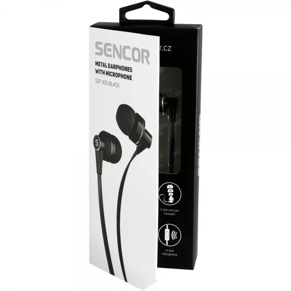 Sluchátka do uší s mikrofonem SENCOR SEP 300 MIC BLACK MET